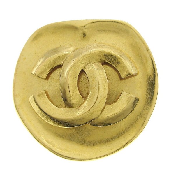 CHANEL CC Logos Charm Brooch Pin Corsage Gold-plated 96P Authentic AK35588k - Picture 1 of 4